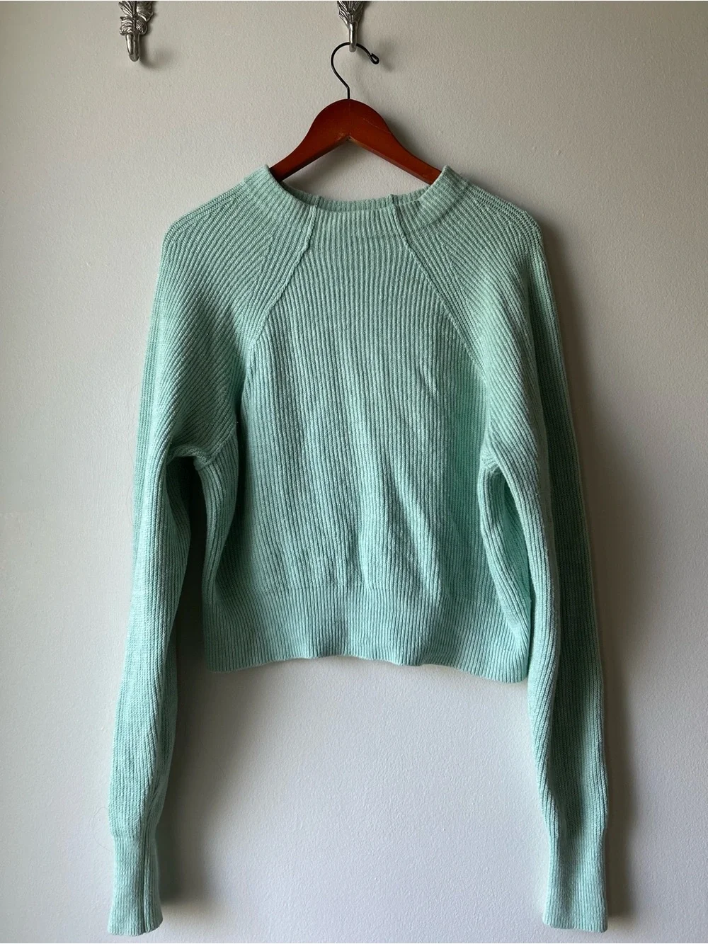 Free People Mint Green Ribbed Turtleneck Sweater